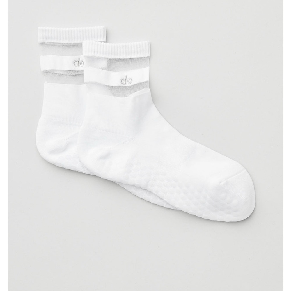 ALO Yoga White Athletic Socks with Stripes